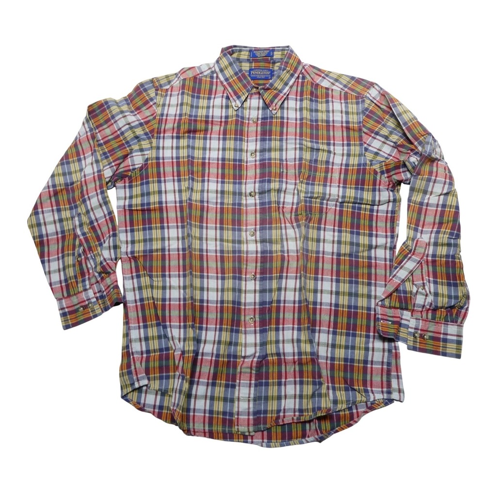 Pendleton Shirt Mens L Multicolor Plaid Long Sleeve Oceanside Button‎ Up Casual